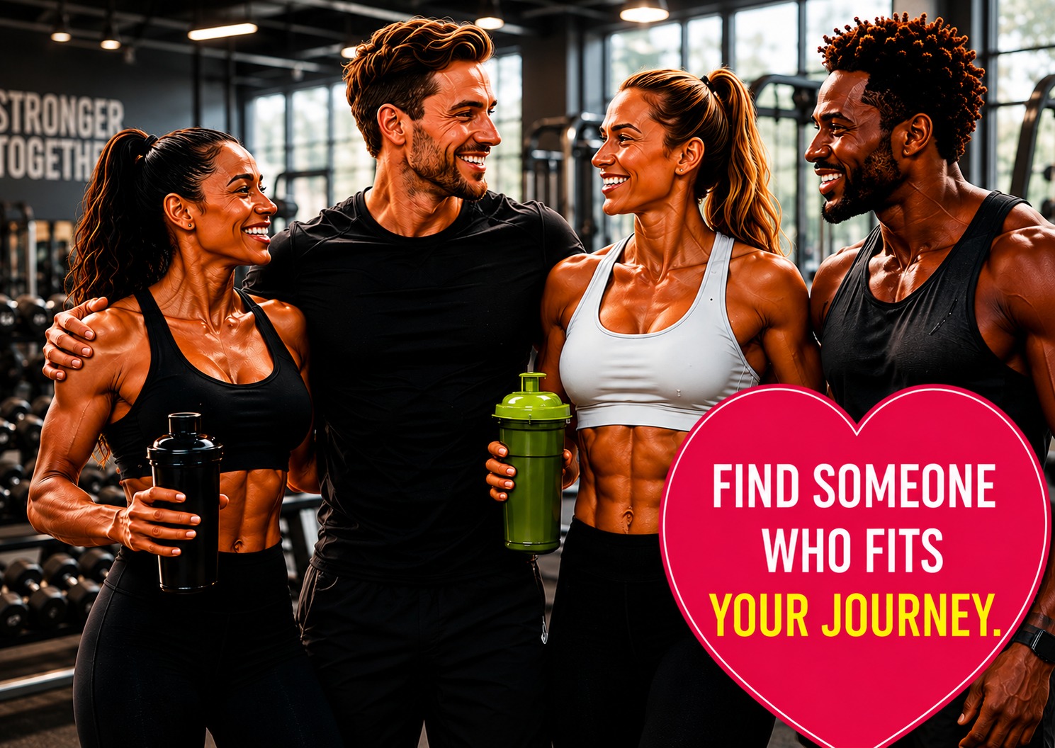 Two people connecting after a workout at the gym